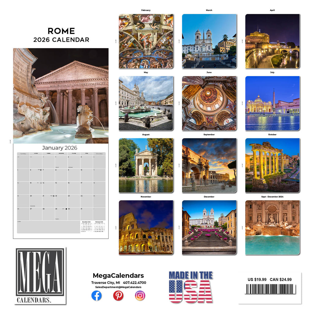 Rome Wall Calendar 2026
