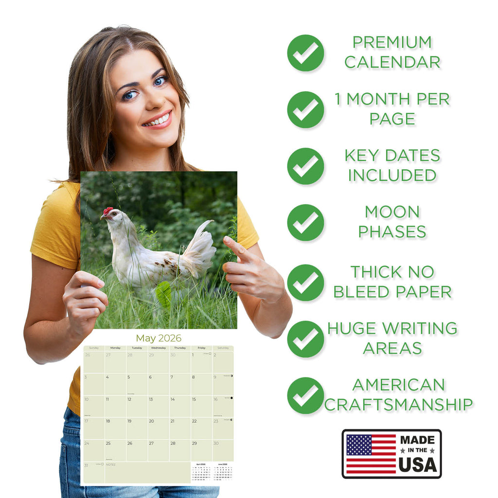 Chickens Wall Calendar 2026