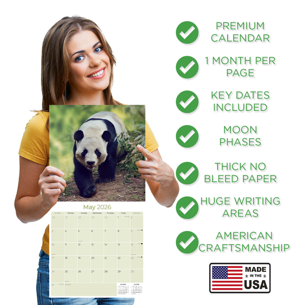 Pandas Wall Calendar 2026