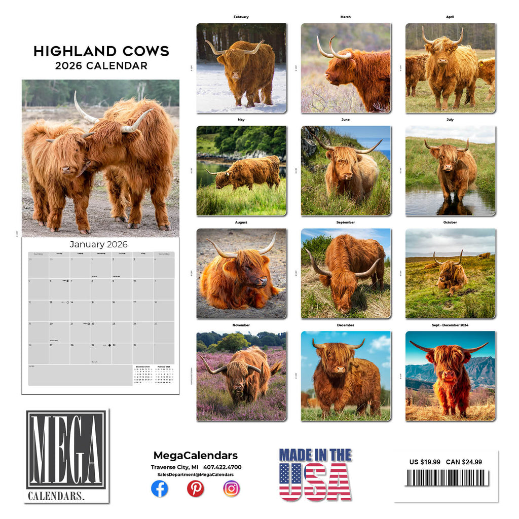 Highland Cows Calendar 2026