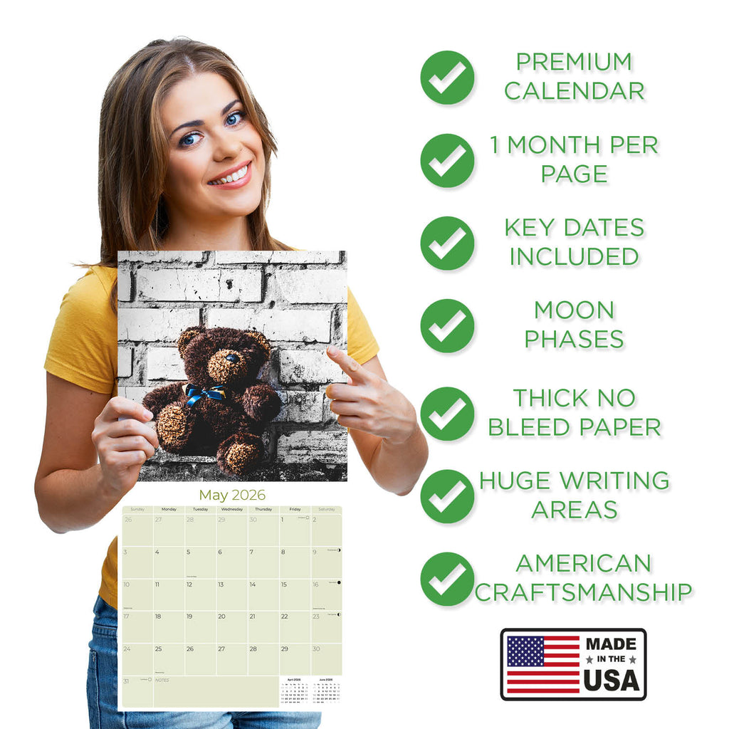 Teddy Bears Wall Calendar 2026