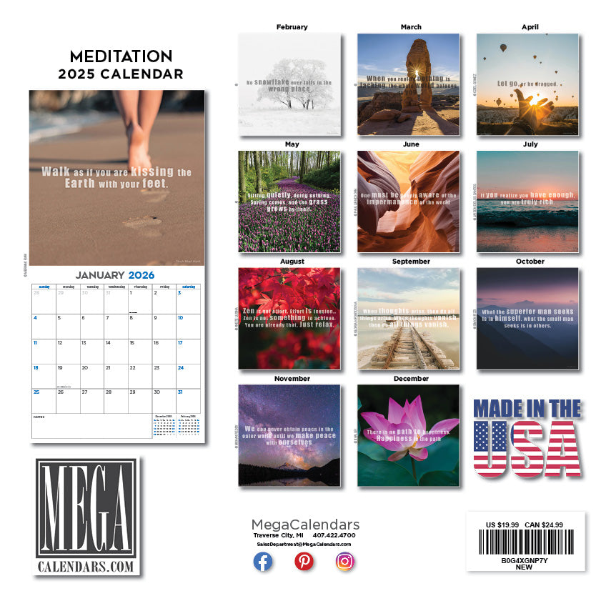 Meditation Wall Calendar 2026