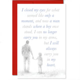 Front of the "I Closed My Eyes" Greeting Card featuring a sentimental poem about a son growing up.