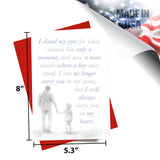 Sentimental son poem card shown at 5.3" x 8" scale to highlight its large, premium size.