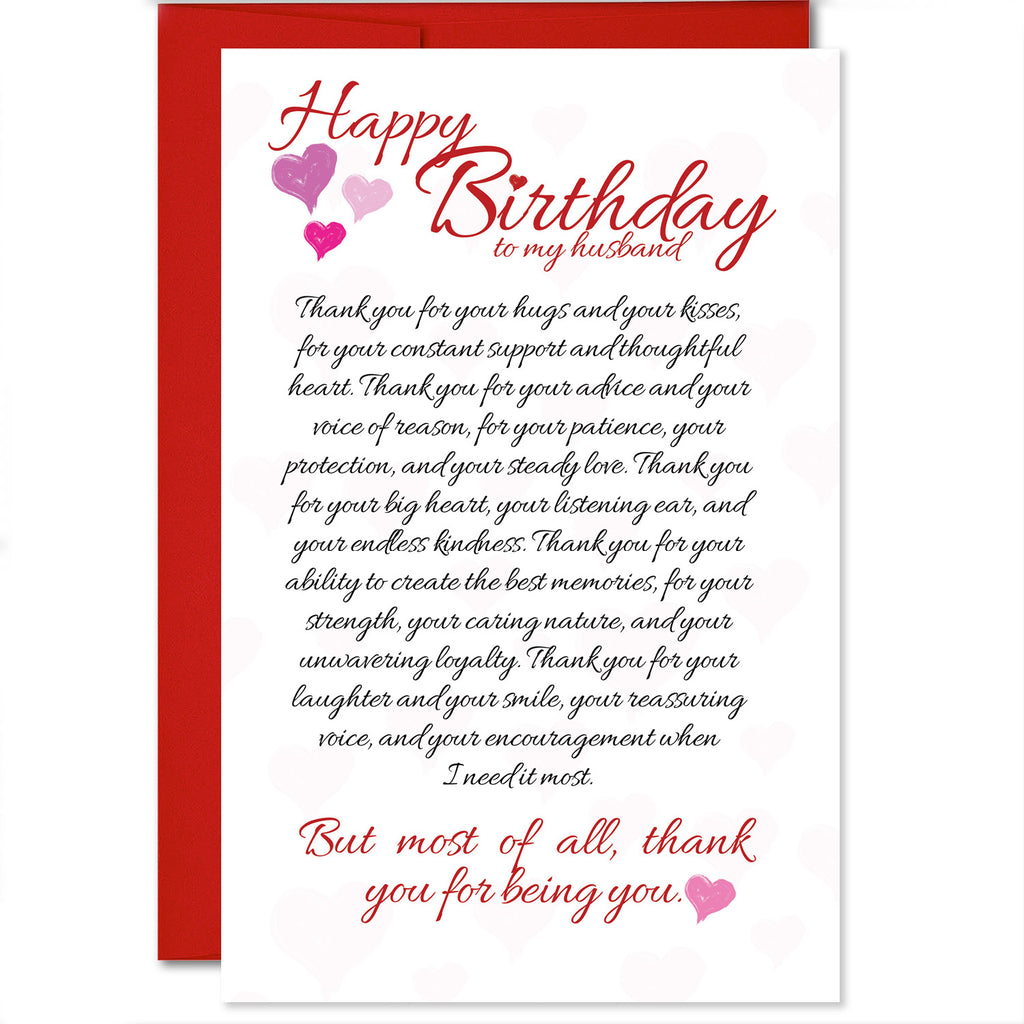 Thanks for Being You Husband Birthday Card – Sentimental Poem Greeting Card