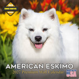American Eskimo Dog Wall Calendar 2027 - 12" x 12" Monthly Spitz Breed & White Eskie Dog Calendar