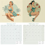 Classic Pin Ups Wall Calendar 2027 - 12" x 12" Monthly Retro Americana & Vintage Bikini Fine Art Calendar