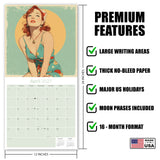 Classic Pin Ups Wall Calendar 2027 - 12" x 12" Monthly Retro Americana & Vintage Bikini Fine Art Calendar
