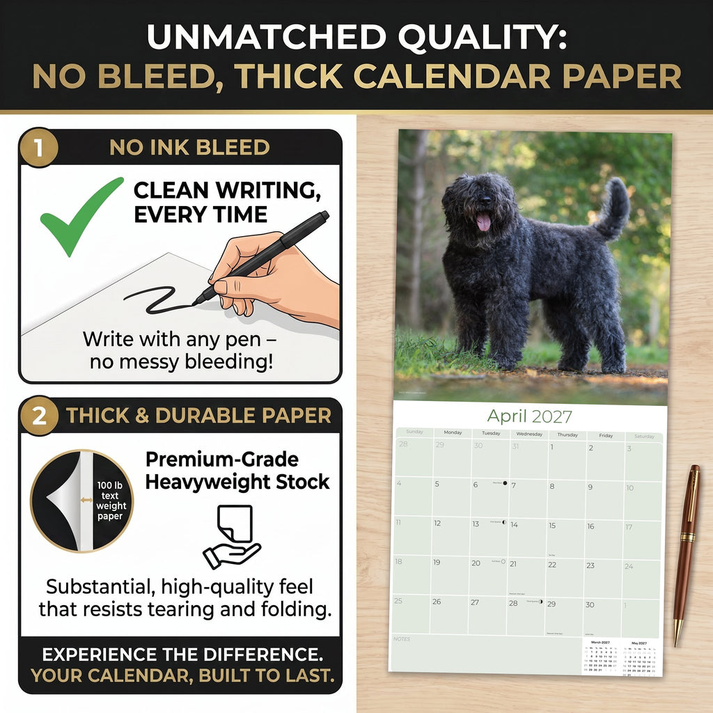 Bouvier de Flandres Wall Calendar 2027 - 12" x 12" Monthly Powerful Belgian Herding Dog Breed Calendar