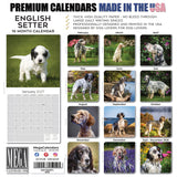 English Setter Wall Calendar 2027 - 12" x 12" Monthly Elegant Feathered Belton & English Setter Gundog Calendar