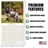 English Cocker Spaniel Wall Calendar 2027 - 12" x 12" Monthly Elegant English Cocker & Long-Eared Gundog Calendar