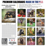 English Cocker Spaniel Wall Calendar 2027 - 12" x 12" Monthly Elegant English Cocker & Long-Eared Gundog Calendar