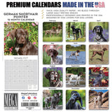 German Shorthaired Pointer Wall Calendar 2027 - 12" x 12" Monthly Athletic GSP Pointer & Liver Ticked Gundog Calendar