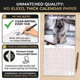 Keeshond Wall Calendar 2027 - 12" x 12" Monthly Plush Silver-Grey & Smiling Spitz Companion Calendar