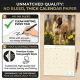 Mastiff Wall Calendar 2027 - 12" x 12" Monthly Courageous Giant & Heavy Guard Dog Breed Calendar