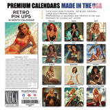 Retro Pin Ups Wall Calendar 2027 - 12" x 12" Monthly Classic Mid-Century Style Glamour Illustration Calendar