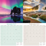 Iceland Wall Calendar 2027 - 12" x 12" Monthly Nordic Volcanic Landscapes & Arctic Travel Scenery Calendar