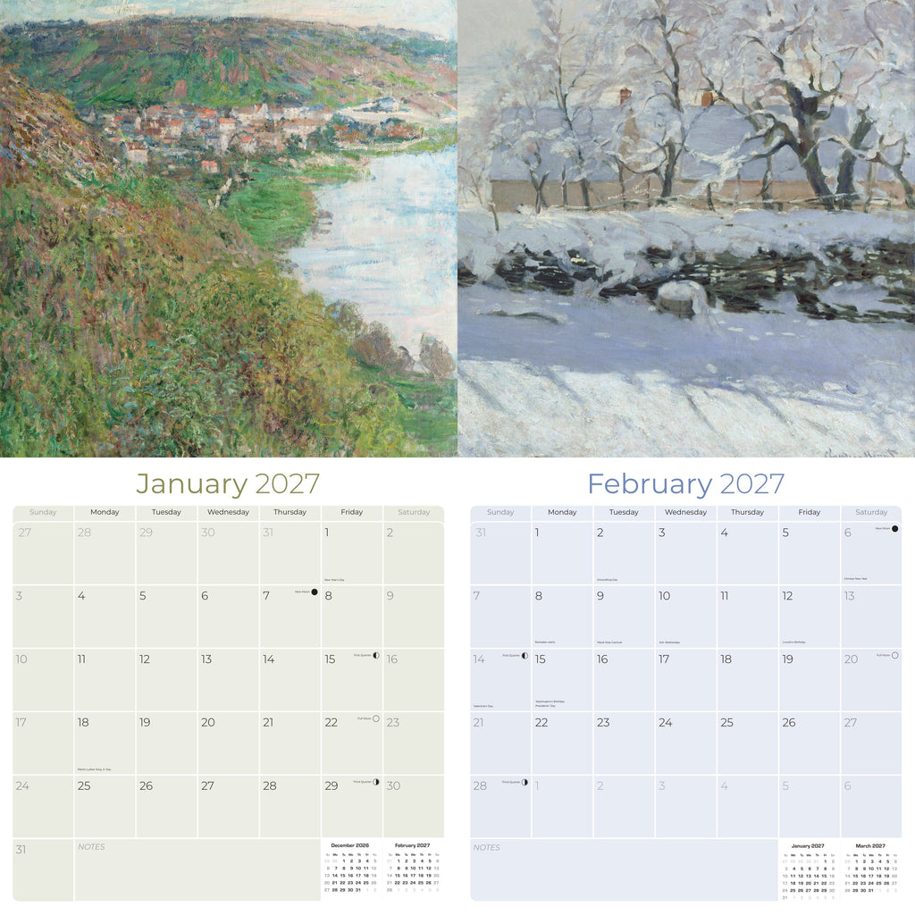 Claude Monet Wall Calendar 2027 - 12" x 12" Monthly Classic French Impressionist Oil Painting Art Calendar