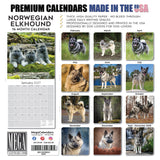 Norwegian Elkhound Wall Calendar 2027 - 12" x 12" Monthly Bold Silver-Grey & Viking Heritage Hound Calendar