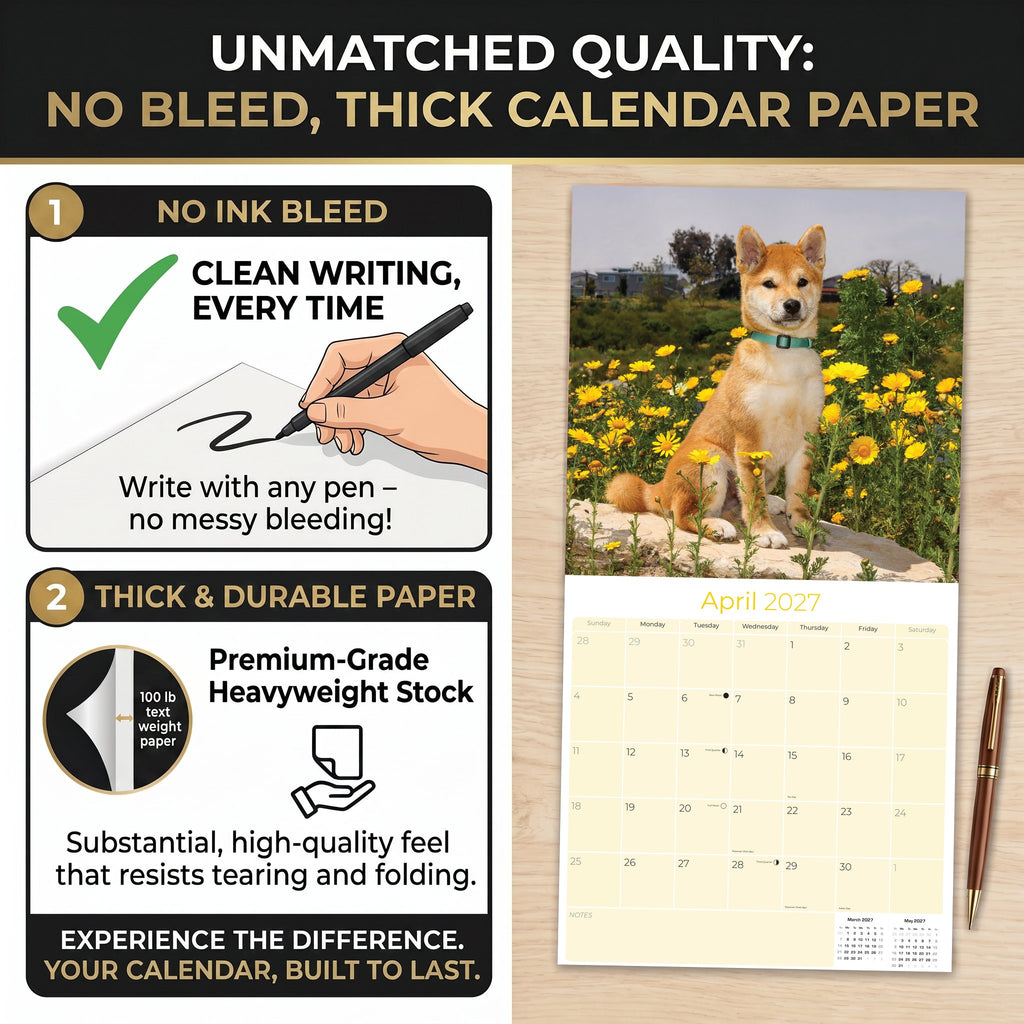 Shiba Inu Wall Calendar 2027 - 12" x 12" Monthly Spirited & Independent Japanese Dog Breed Calendar
