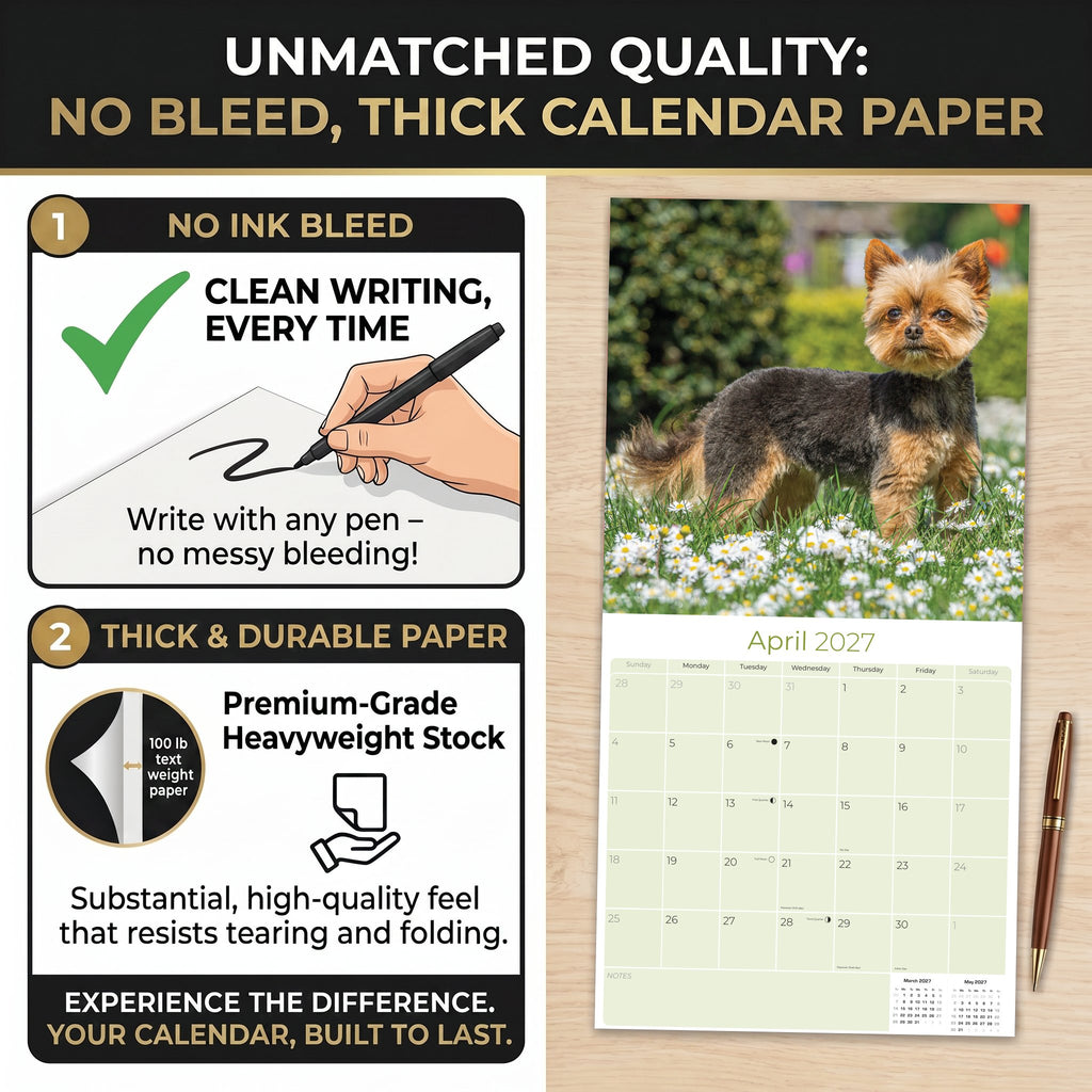 Yorkshire Terrier Wall Calendar 2027 - 12" x 12" Monthly Bold & Affectionate Yorkie Dog Breed Calendar