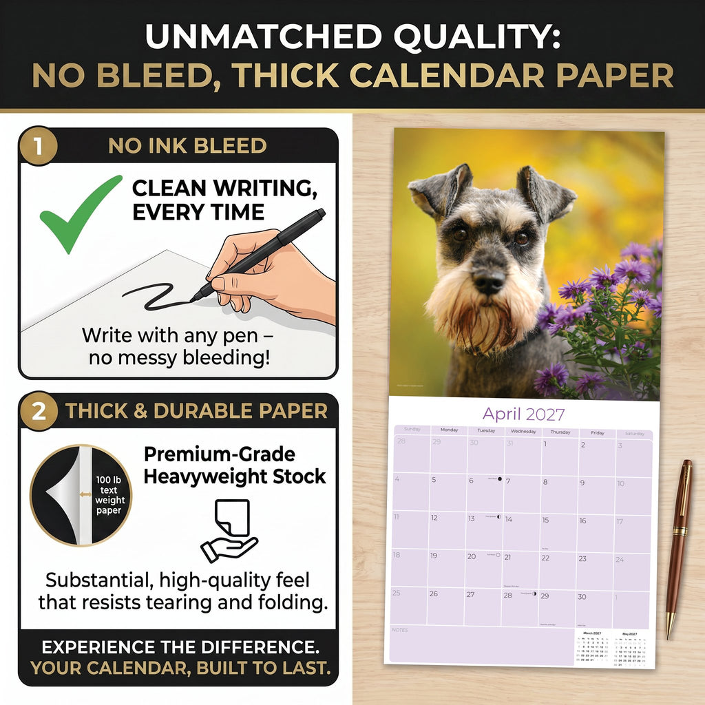 Miniature Schnauzer Wall Calendar 2027 - 12" x 12" Monthly Bearded Terrier & Spirited Small Schnauzer Calendar