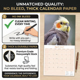 Cockatiels Wall Calendar 2027 - 12" x 12" Monthly Bird Breed Calendar
