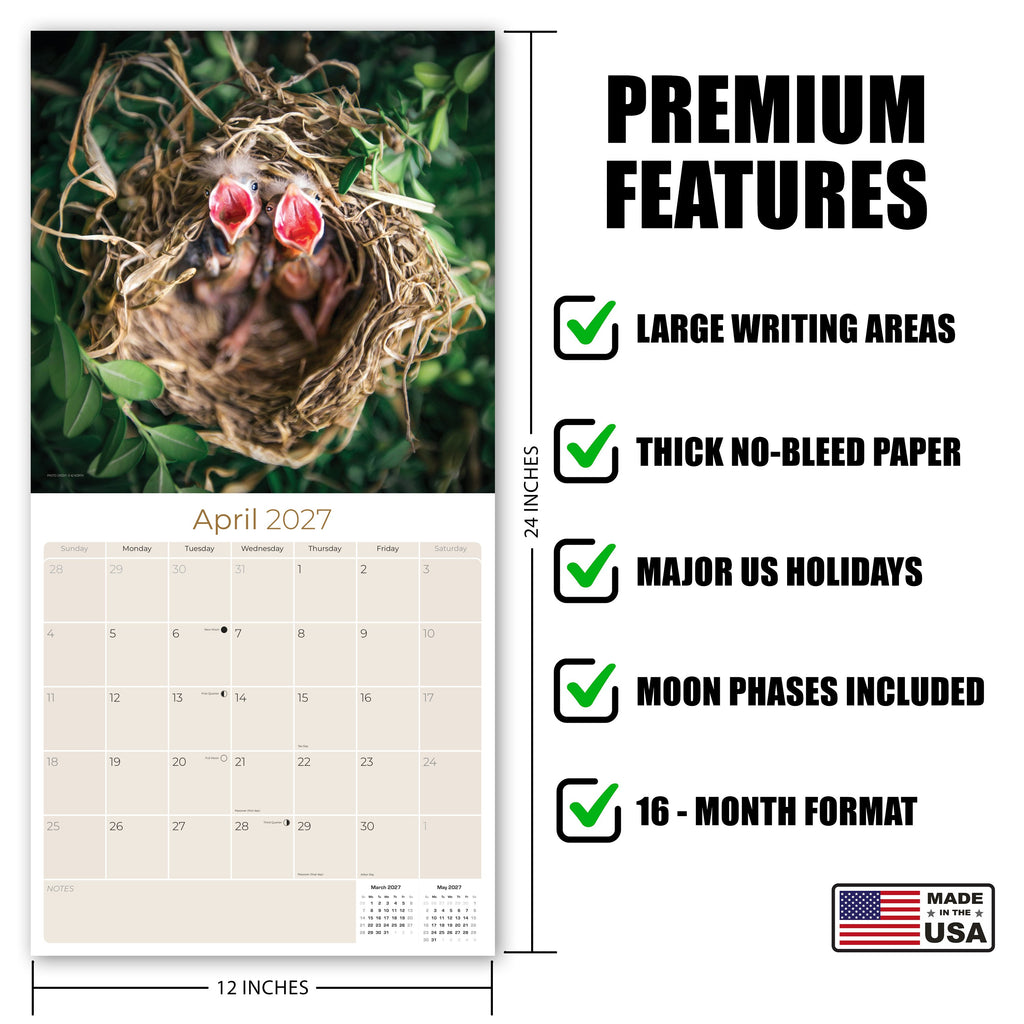 Baby Animals Wall Calendar 2027 - 12" x 12" Monthly Heartwarming & Playful Cute Wildlife Calendar