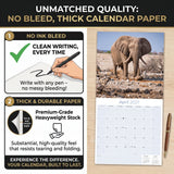 Elephants Wall Calendar 2027 - 12" x 12" Monthly Majestic African Elephants & Wild Herd Nature Calendar