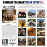 Elephants Wall Calendar 2027 - 12" x 12" Monthly Majestic African Elephants & Wild Herd Nature Calendar