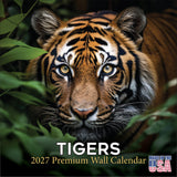 Tigers Wall Calendar 2027 - 12" x 12" Monthly Majestic & Powerful Big Cat Wildlife Nature Calendar