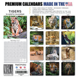 Tigers Wall Calendar 2027 - 12" x 12" Monthly Majestic & Powerful Big Cat Wildlife Nature Calendar