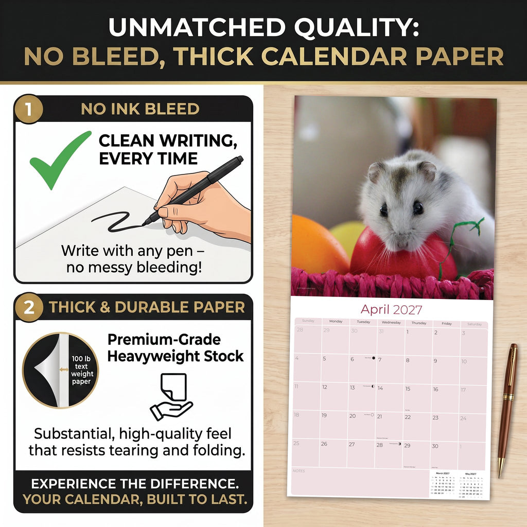 Hamsters Wall Calendar 2027 - 12" x 12" Monthly Cute Rodents & Precocious Pocket Pet Calendar