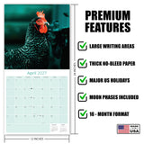 Chickens Wall Calendar 2027 - 12" x 12" Monthly Colorful Plucky Backyard Poultry Farm Calendar