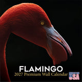 Flamingo Wall Calendar 2027 - 12" x 12" Monthly Vibrant Pink Flamingo Tropical Wading Bird Calendar