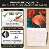 Flamingo Wall Calendar 2027 - 12" x 12" Monthly Vibrant Pink Flamingo Tropical Wading Bird Calendar