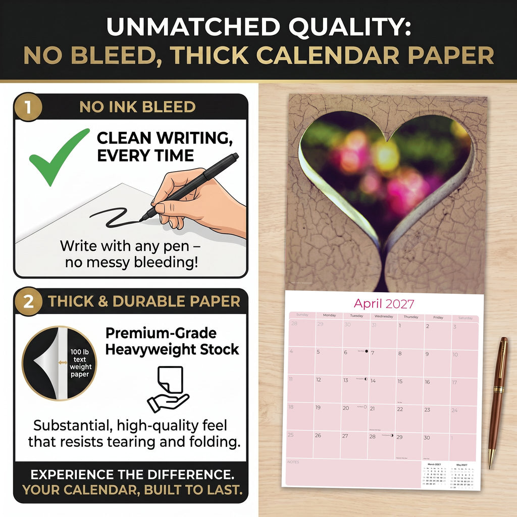 Hearts Wall Calendar 2027 - 12" x 12" Monthly Romantic Imagery & Symbolic Love Art Calendar