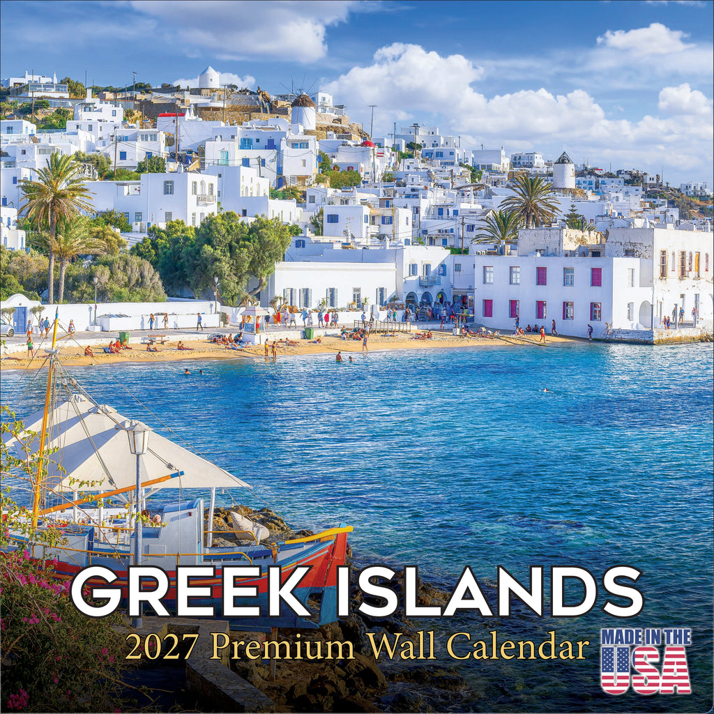Greek Islands Wall Calendar 2027 - 12" x 12" Monthly Breathtaking Mediterranean Aegean Sea Travel Scenery Calendar