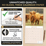Highland Cows Wall Calendar 2027 - 12" x 12" Monthly Rustic Cattle & Scottish Highland Cow Calendar