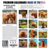 Highland Cows Wall Calendar 2027 - 12" x 12" Monthly Rustic Cattle & Scottish Highland Cow Calendar