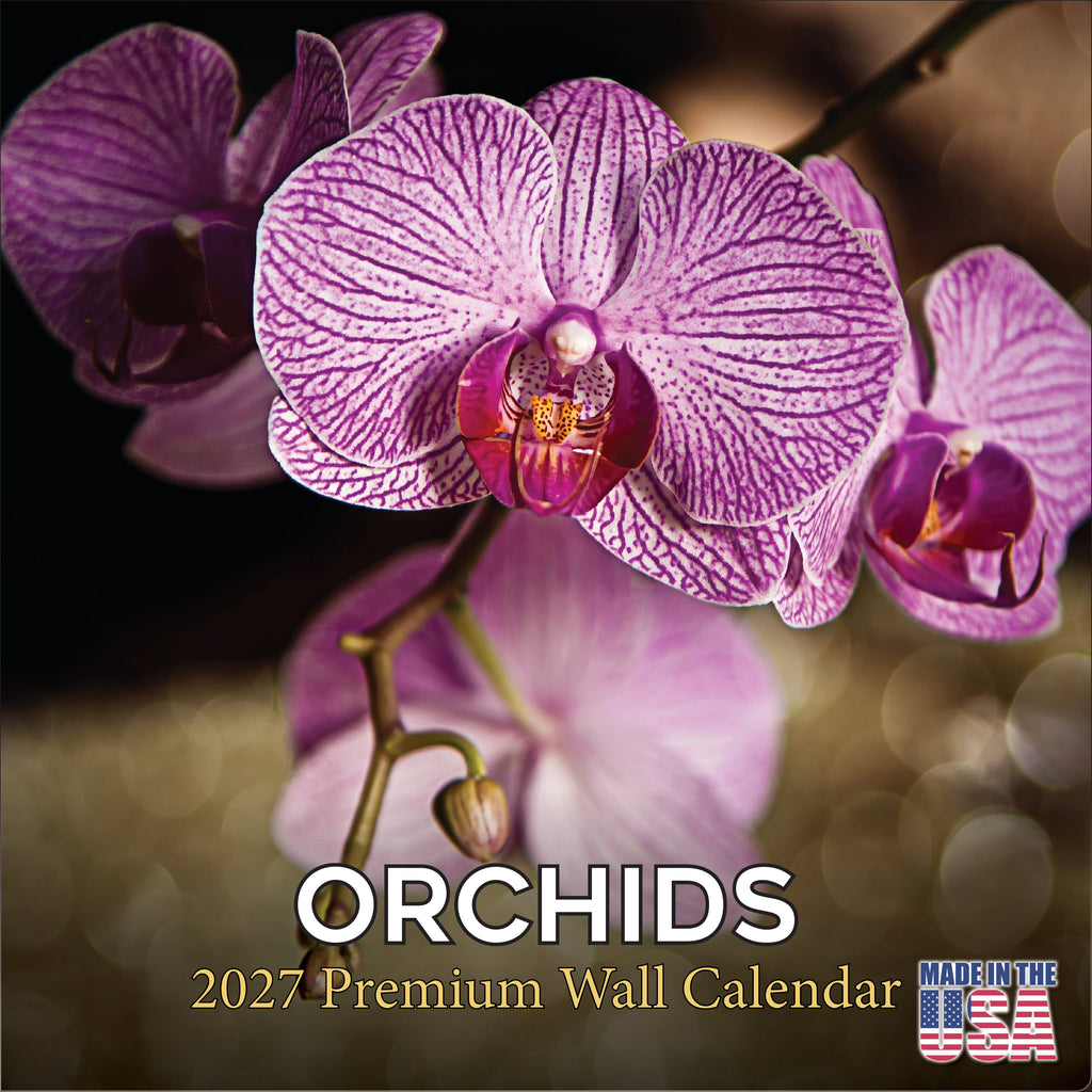 Orchids Wall Calendar 2027 - 12" x 12" Monthly Exotic Flowers & Vibrant Botanical Photography Calendar