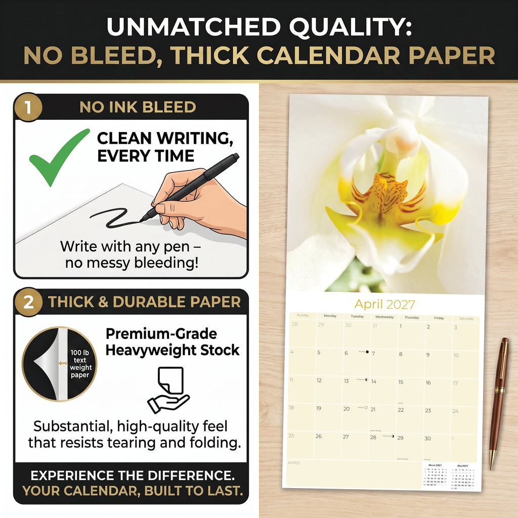 Orchids Wall Calendar 2027 - 12" x 12" Monthly Exotic Flowers & Vibrant Botanical Photography Calendar