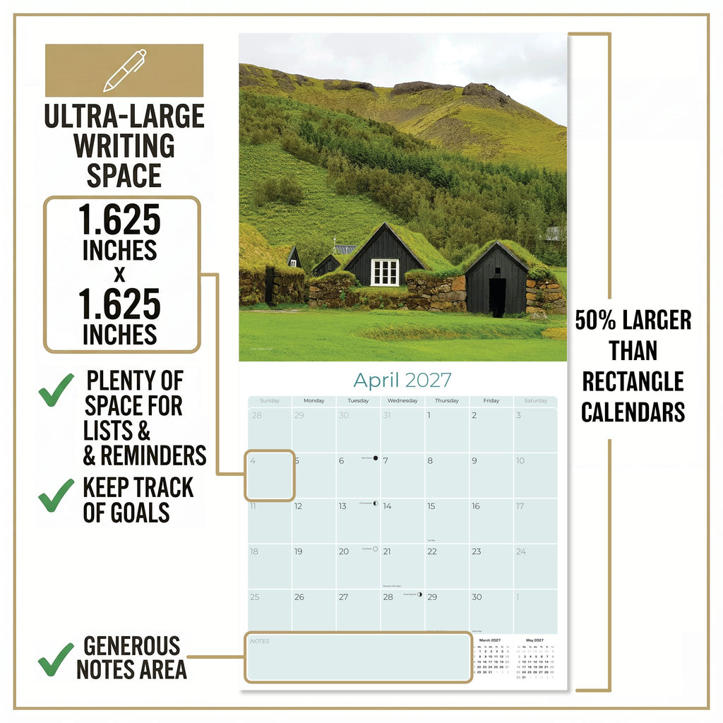 Seasons Wall Calendar 2027 - 12" x 12" Monthly Breathtaking Four Seasons Nature Scenery Calendar