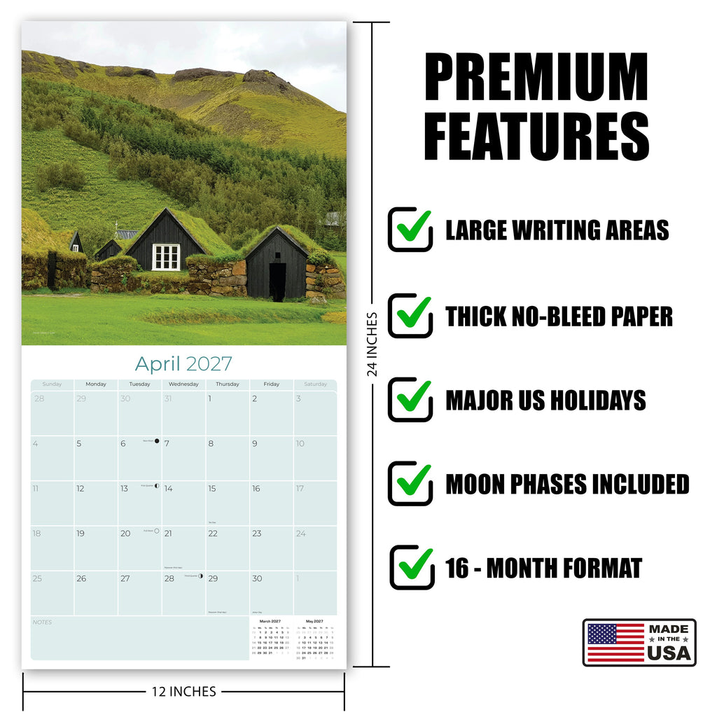 Seasons Wall Calendar 2027 - 12" x 12" Monthly Breathtaking Four Seasons Nature Scenery Calendar