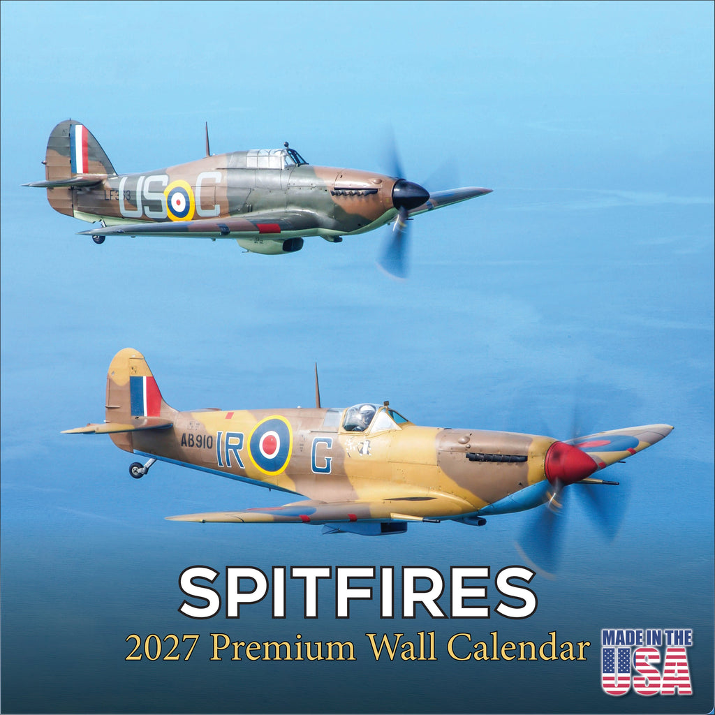 Spitfires Wall Calendar 2027 - 12" x 12" Monthly WWII Fighter Aircraft Calendar