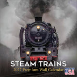 Steam Trains Wall Calendar 2027 - 12" x 12" Monthly Locomotive History Calendar