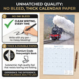 Steam Trains Wall Calendar 2027 - 12" x 12" Monthly Locomotive History Calendar