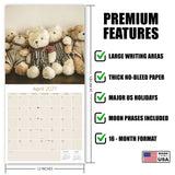 Teddy Bears Wall Calendar 2027 - 12" x 12" Monthly Nostalgic & Heartwarming Plush Toy Calendar