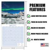 Northern Lights Wall Calendar 2027 - 12" x 12" Monthly Majestic Aurora Borealis & Night Sky Scenery Calendar