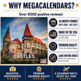 Castles Wall Calendar 2027 - 12" x 12" Monthly Majestic Medieval European Castle Travel Calendar